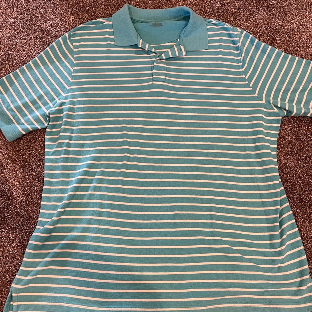 Harbor Bay Blue and White Striped Polo Shirt